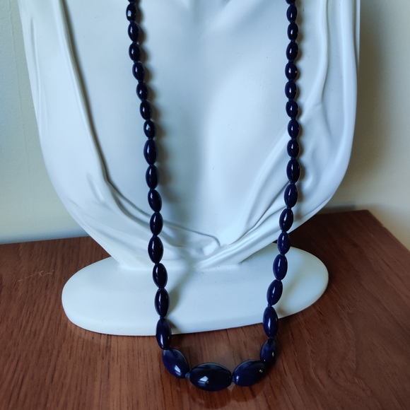Vintage Cobalt Glass Knotted Long Necklace - Picture 5 of 10